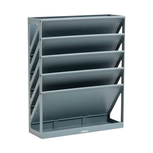 Mind Reader 5-Tier Vertical File Storage, Desktop Organizer, Wall Mount, Office, Plastic, Gray